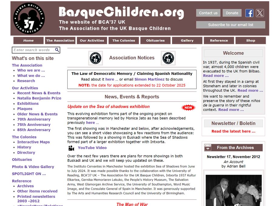 Basque Childrens Association with large document archive