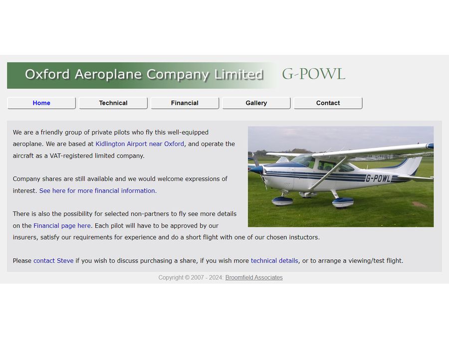 Private Aeroplane Owners with calendar and flight recording